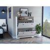 Brandford Shoe Rack, Superior Top, Two Shelves, Light Oak / White