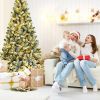 6/7 Feet Pre-lit Snow Flocked Christmas Tree with Metal Stand