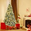6/7 Feet Pre-lit Snow Flocked Christmas Tree with Metal Stand