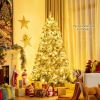 6/7 Feet Pre-lit Snow Flocked Christmas Tree with Metal Stand